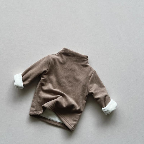 Children's Velvet Backing Shirt Half High Neck Thickened Warm Joker Top